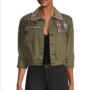 Alice + Olivia Chloe Embroidered Cropped Jacket